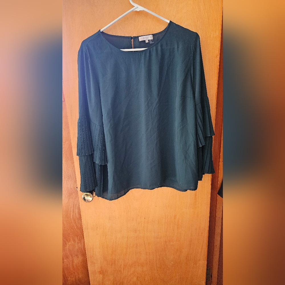 Pleaded Emerald Blouse